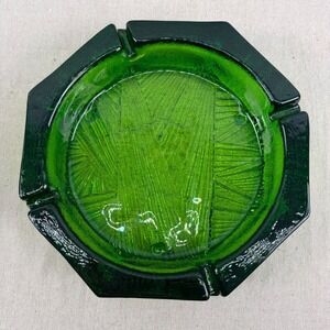 Blenko 703 Olive Green Ashtray Textured Mid‎ Century Modern MCM